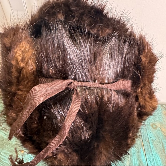 Vintage Beaver Fur Trapper Hat Aviator Brown Tie Ear Flaps Size XL - Picture 4 of 10